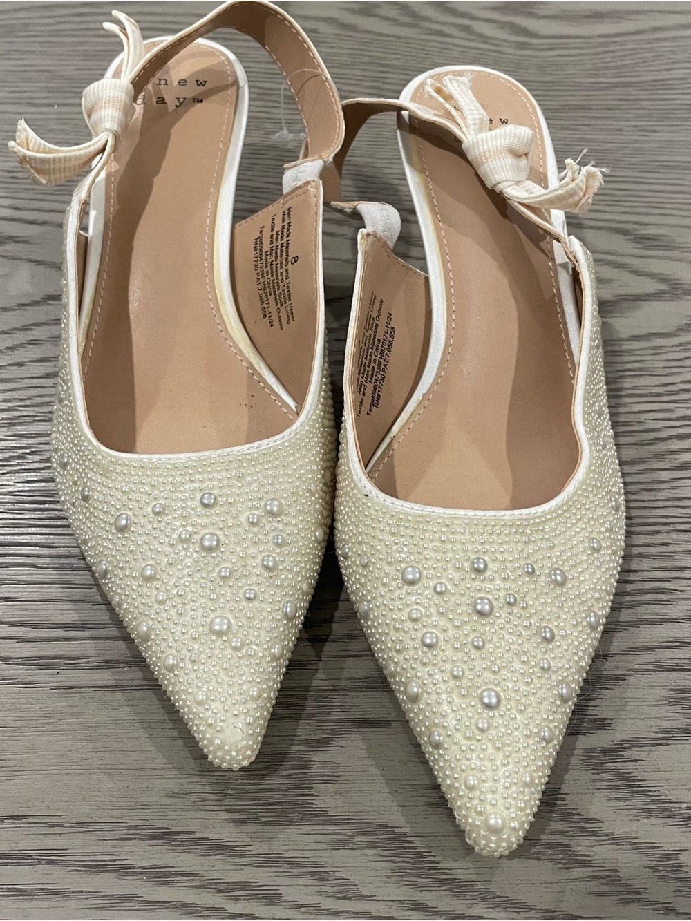 Target Ivory Pearl-Embellished Pointed Slingback Flats